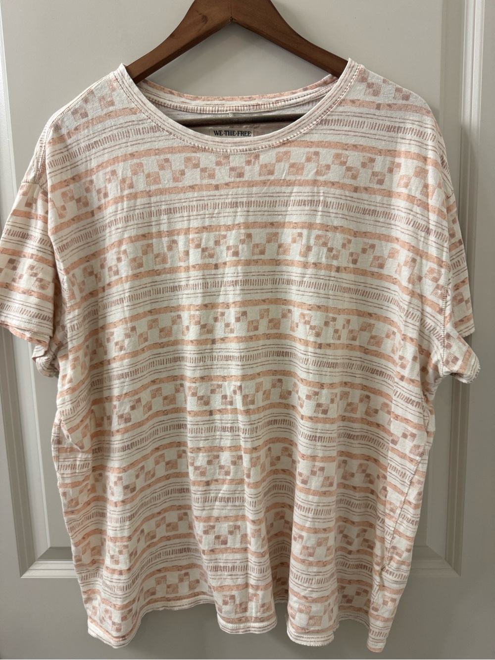 Free People We The Free Nina Printed Tee Shirt Oversized Boho Short Sleeve Top L
